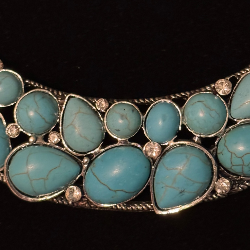 New Lab Created Turquoise Statement Necklace - image 6